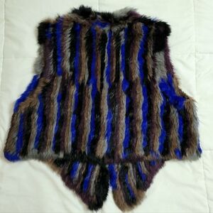 ANTIK BATIK SIZE MEDIUM/40 BLANCA GIRL 100% RABBIT FUR VEST MULTI COLOR